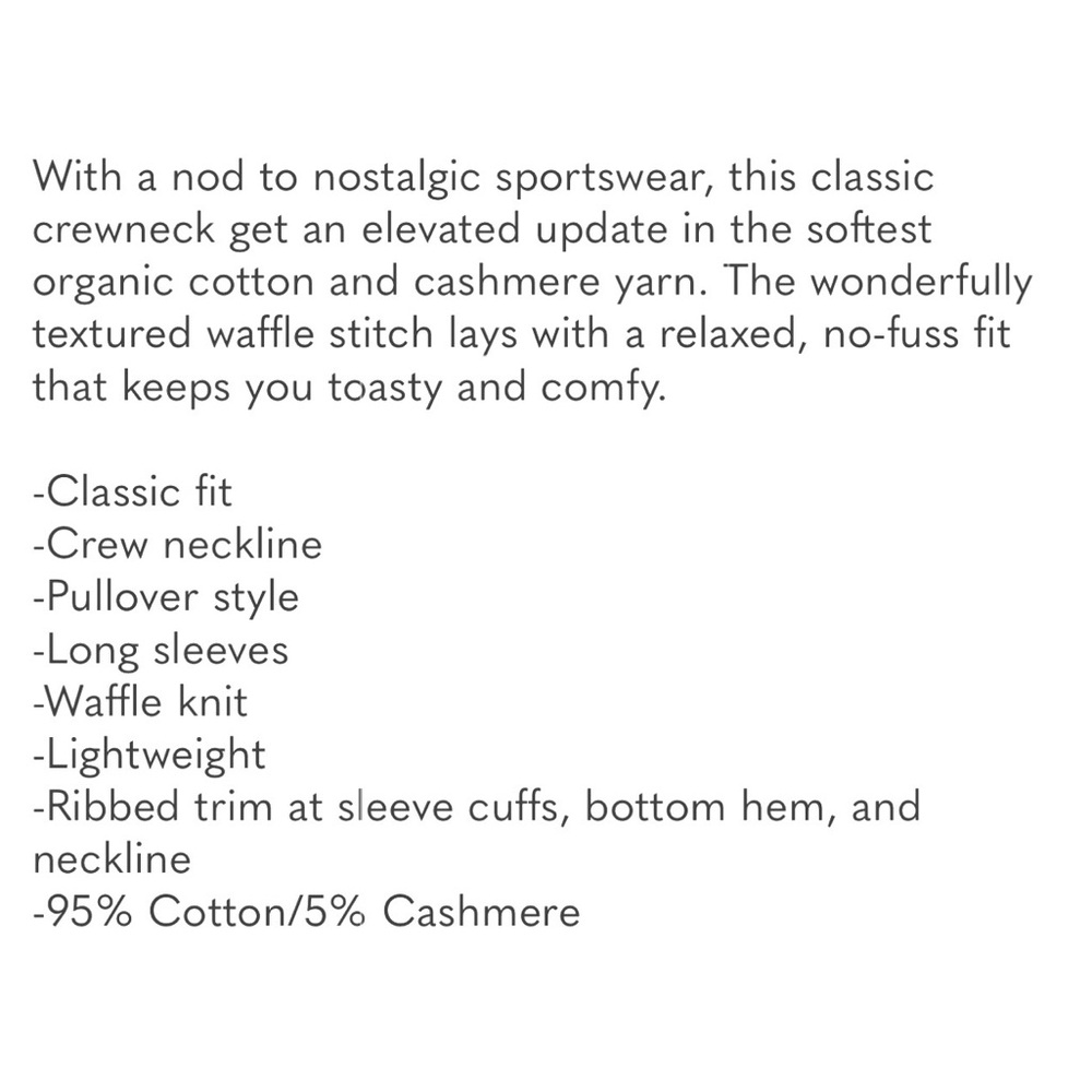 Faherty Throwback Waffle Knit Crew Organic Cotton/Cashmere In Oak Varsity, Small - Picture 9 of 9